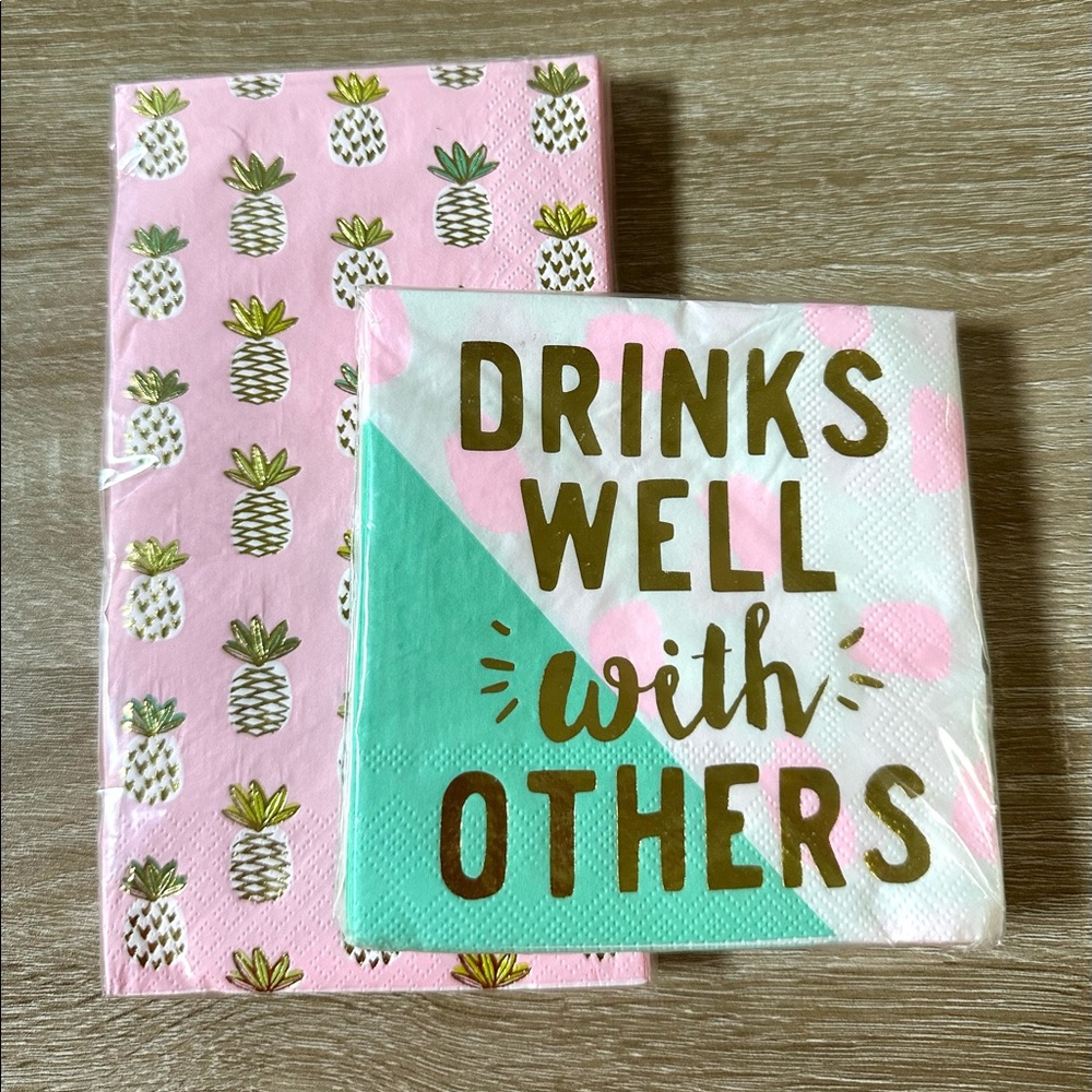 Slant Pineapple Guest Towels & Drinks Well with Others Napkin Set